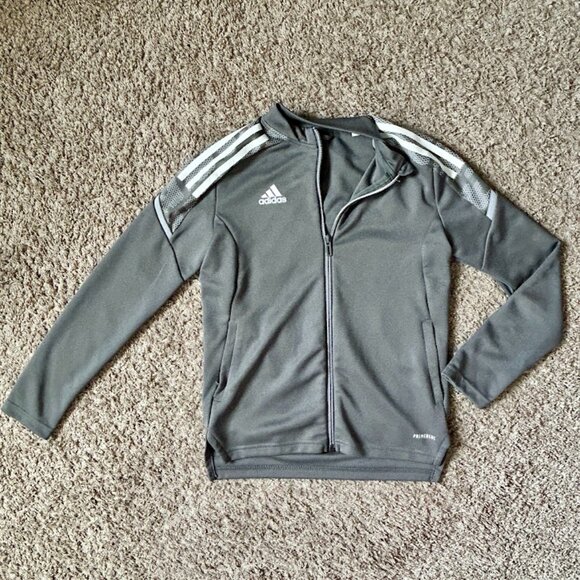 Adidas Girls Gray Zip-Up Jacket | Size Small - Picture 1 of 6